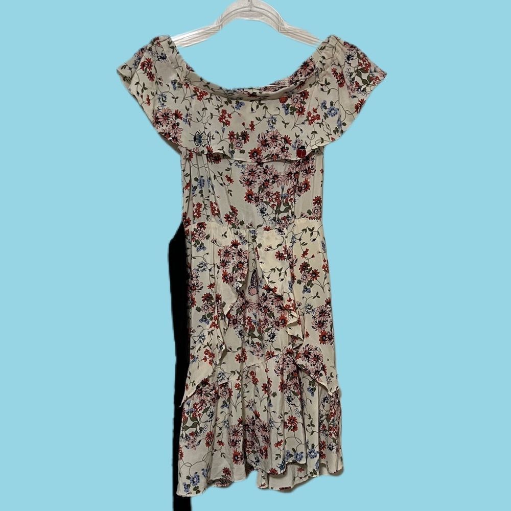 Maje | Modern Cottagecore | Lined |Silk | Butterfly Ladybug Ruffled Floral Dress - Picture 4 of 13